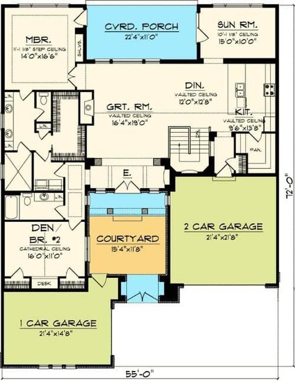Explore the Spacious Courtyard in This Thoughtfully Designed Floor Plan
