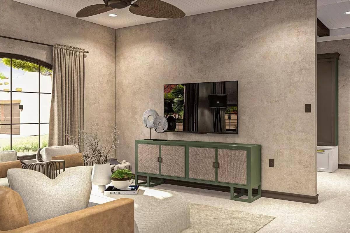 Textured Living Room with an Eye-Catching Console Table
