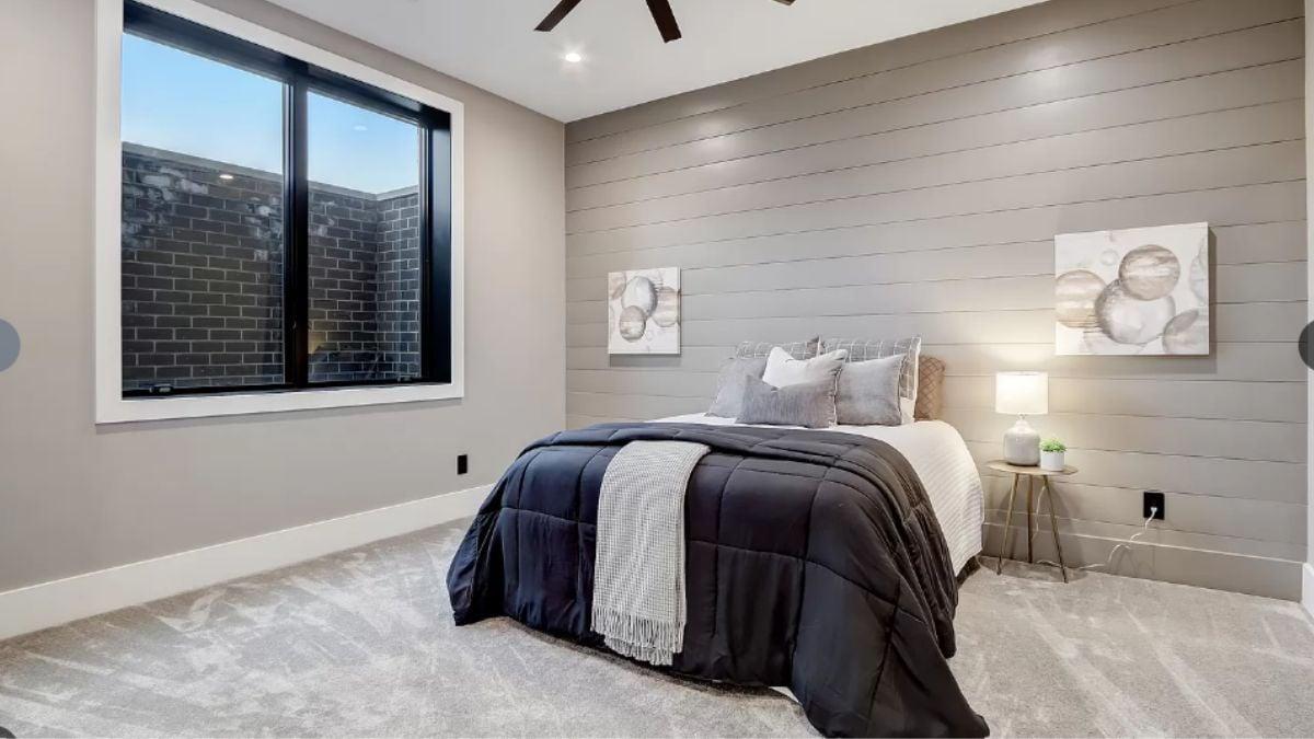 Explore This Modern Bedroom with Horizontal Wood Paneling