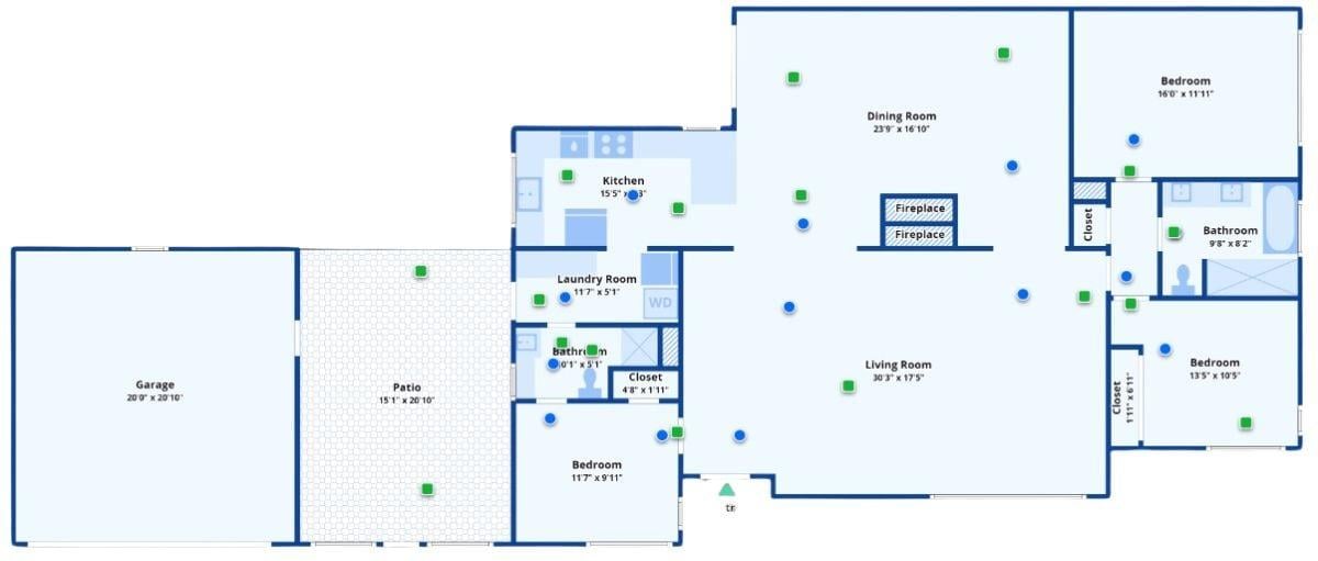 Spacious Floor Plan with Centrally Located Double-Sided Fireplace