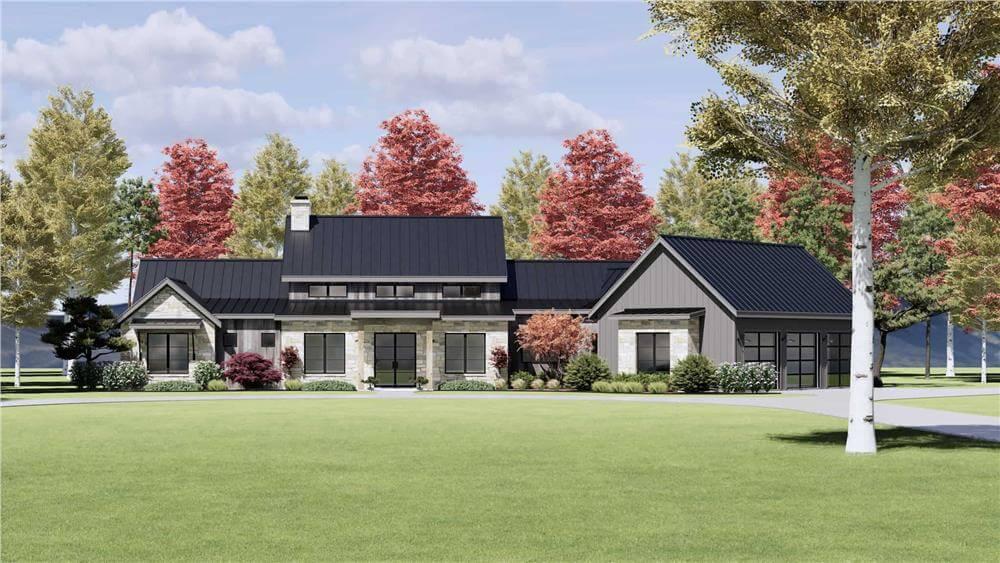 Modern Farmhouse Vibes with a Striking Black Metal Roof