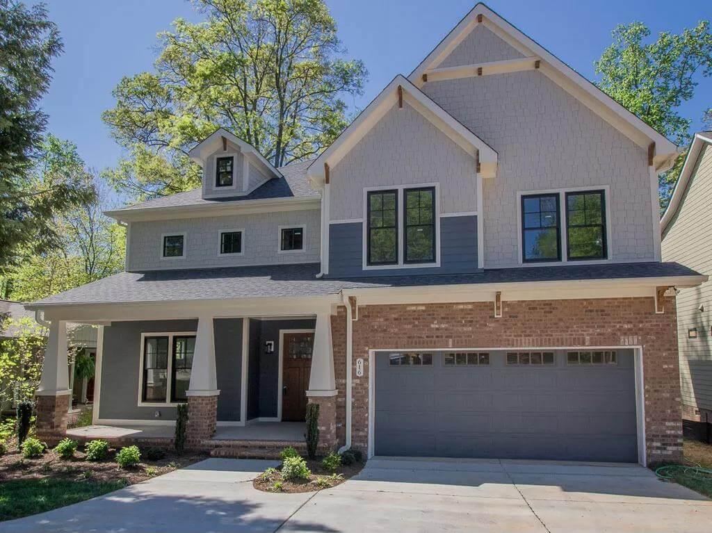 Craftsman Home with Charming Gabled Porch and Brick Accents