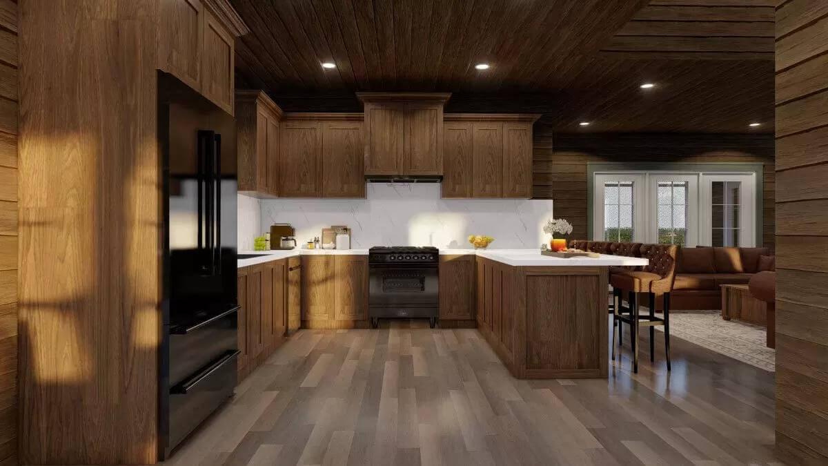 Rich Wood Cabinets Make This Craftsman Kitchen Stand Out