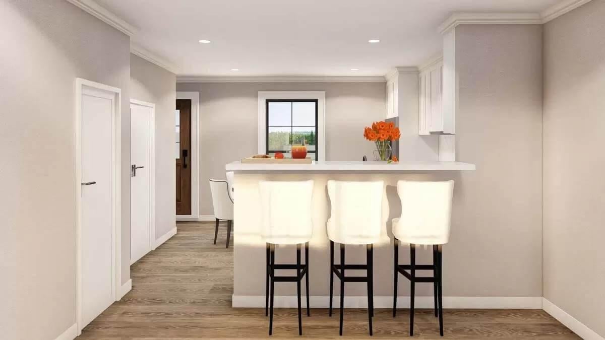 Stylish Breakfast Bar With Sleek White Details