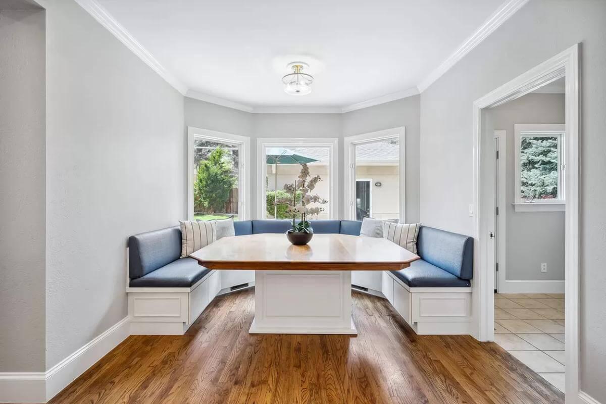 Check Out the Charming Breakfast Nook with Built-in Seating