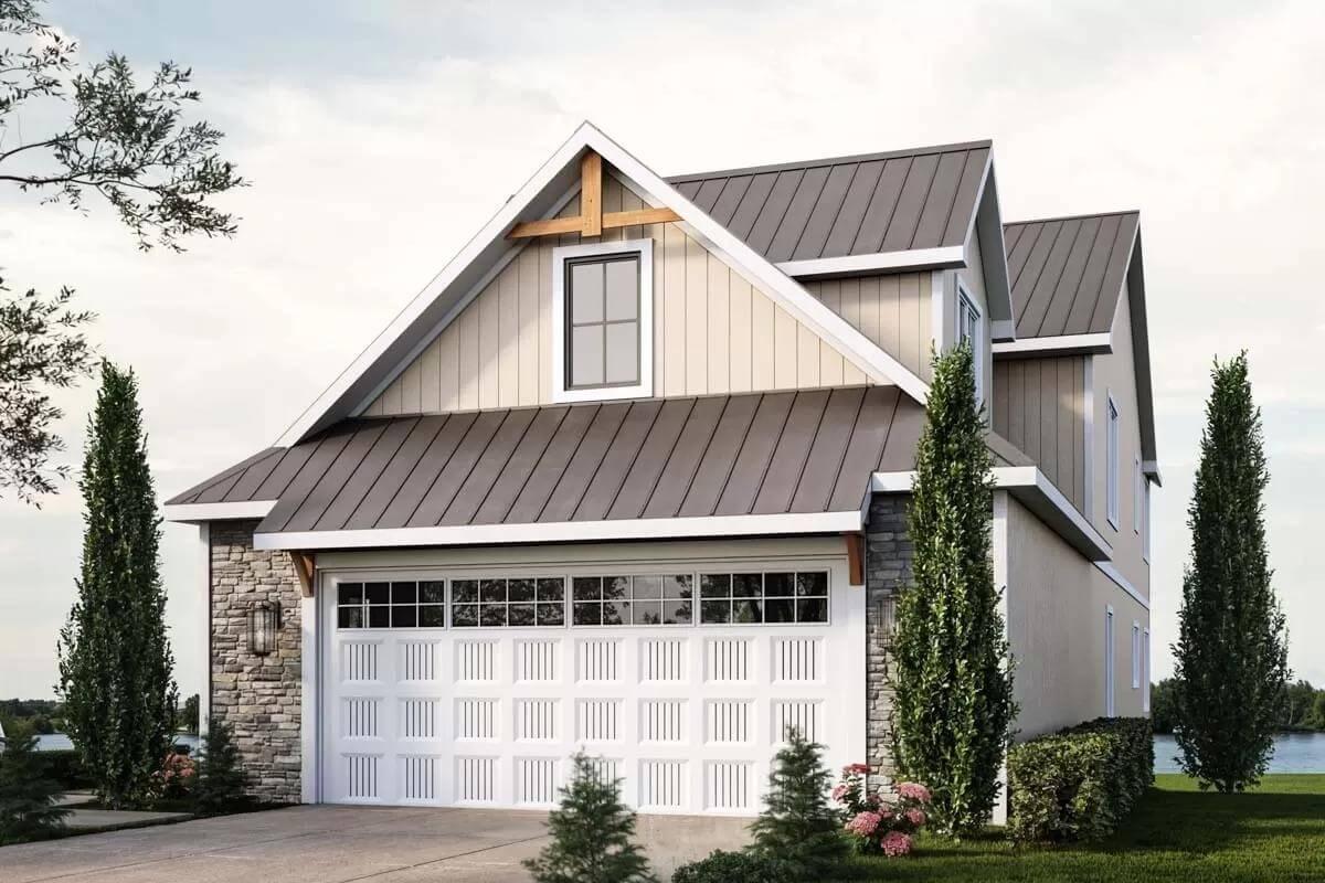 Wow, Check Out Those Modern Farmhouse Touches with the Crisp Metal Roof