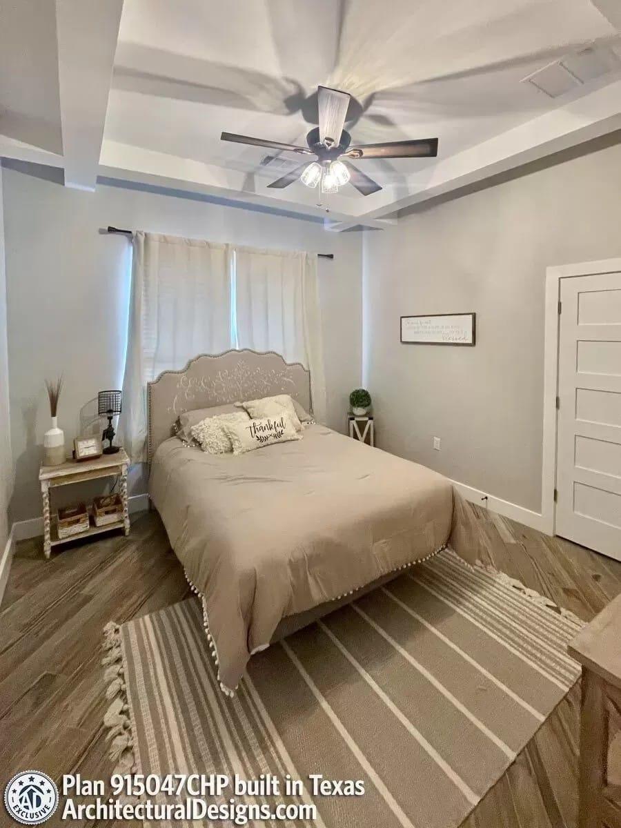 Check Out the Tray Ceiling and Elegant Textures in This Bedroom