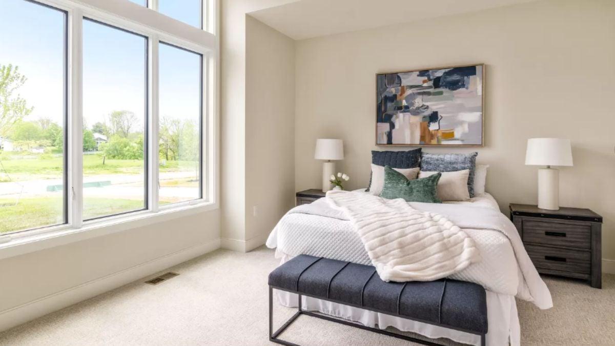 Sunlit Bedroom with Floor-to-Ceiling Windows You Just Can