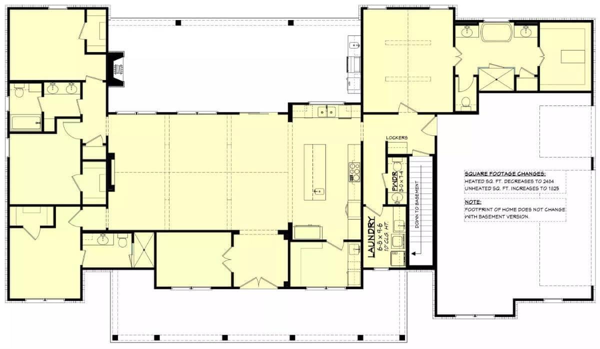 Explore This Floor Plan with a Central Open-Concept Living Area