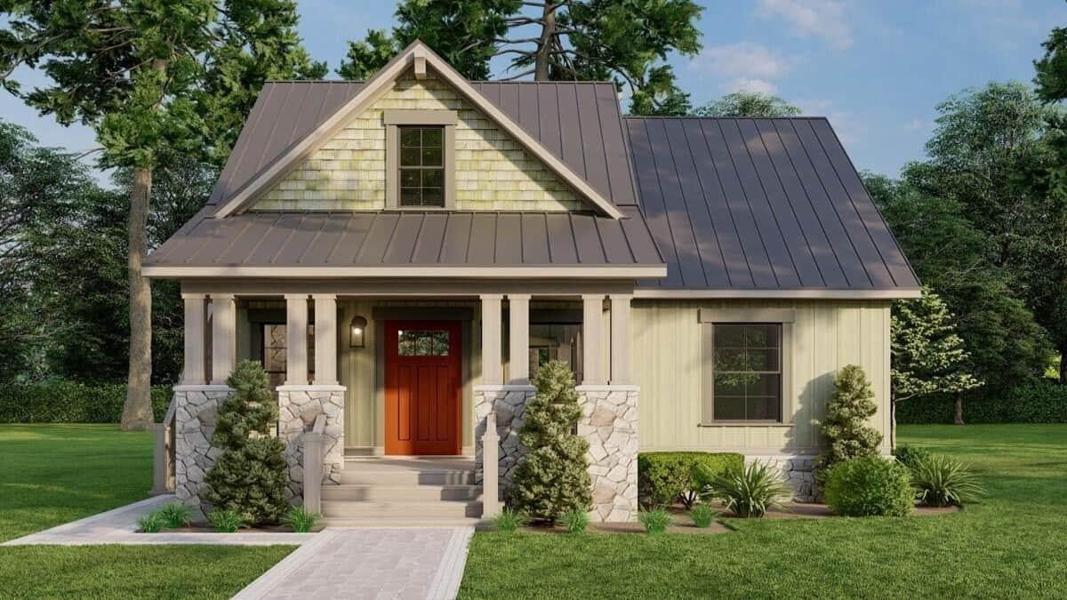 Check Out the Bold Red Door on This Quaint Cottage