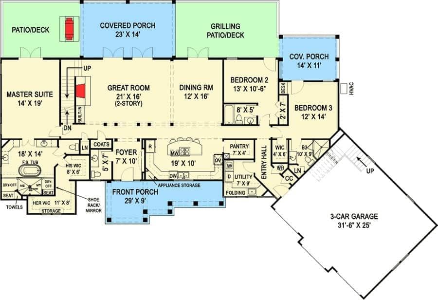 Spacious Ranch Floor Plan with a Grilling Patio and Master Suite Retreat