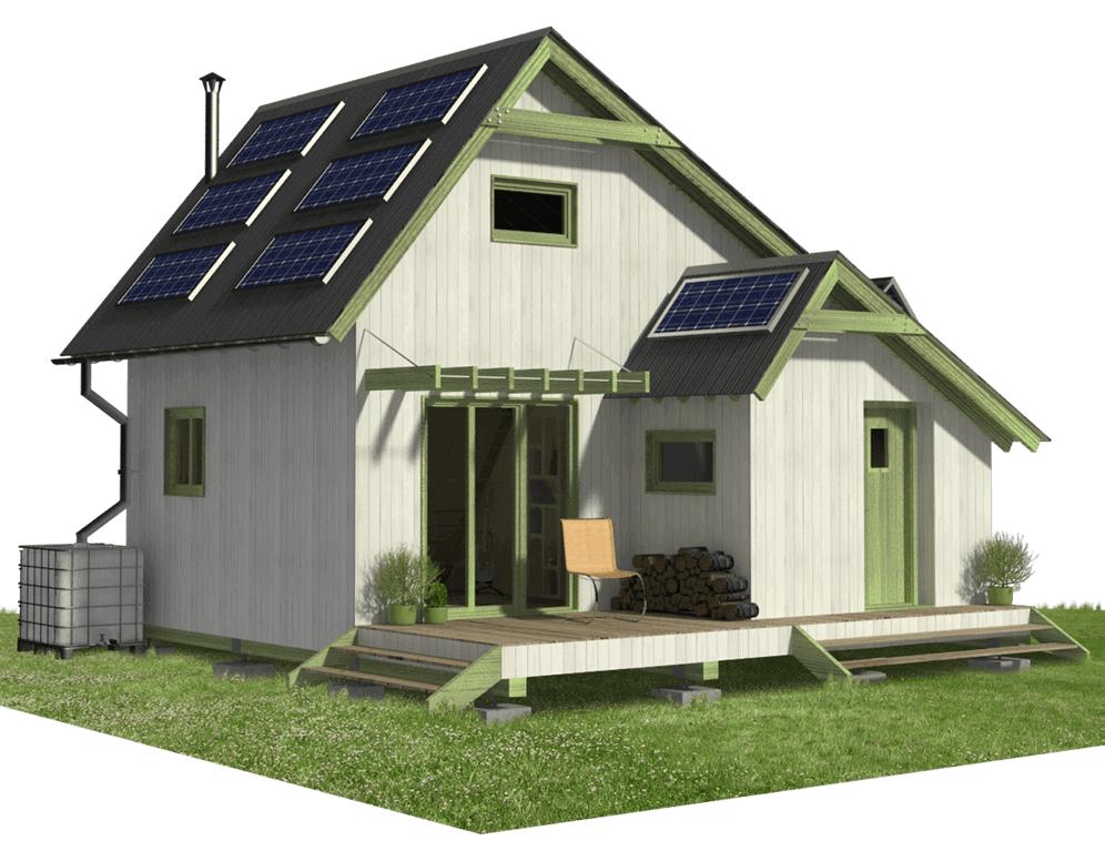 Eco-Friendly Cottage with Solar Panel Roof