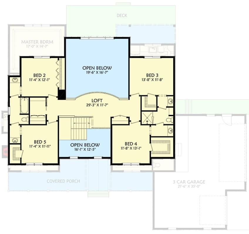Explore This Thoughtfully Designed Upper Floor Layout with a Loft Centerpiece