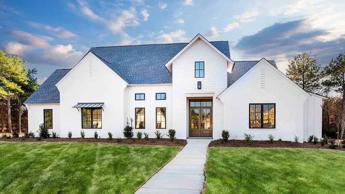 Check Out This Modern Farmhouse with Striking Symmetry