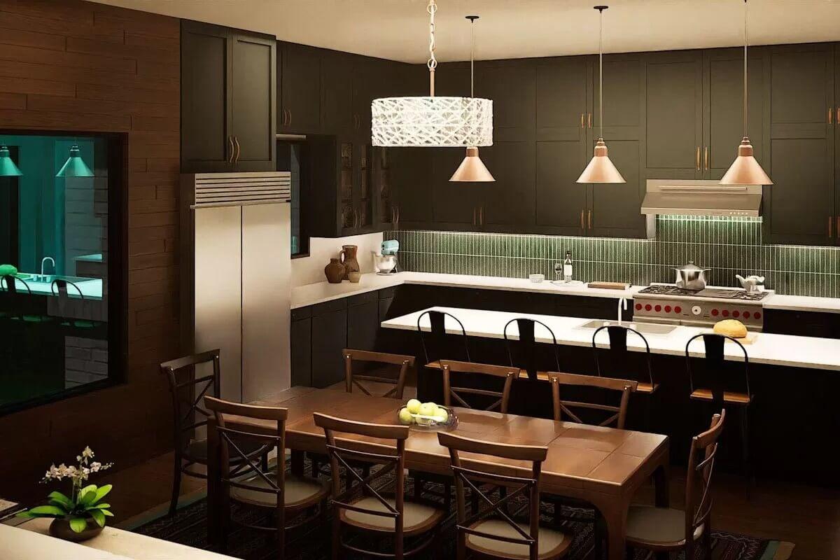 Notice the Stunning Pendant Lighting in This Sleek Kitchen