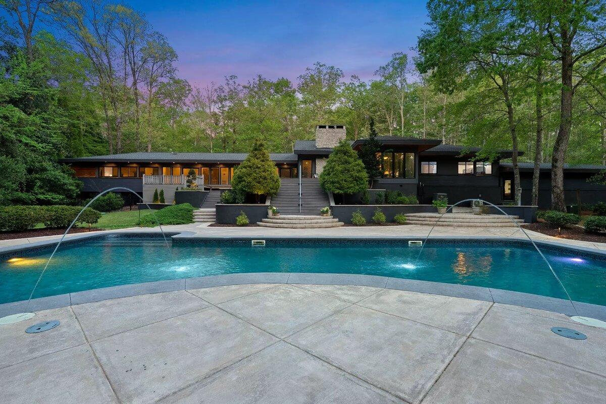 Wow, Check Out That Pristine Pool Leading to a Mid-Century Oasis