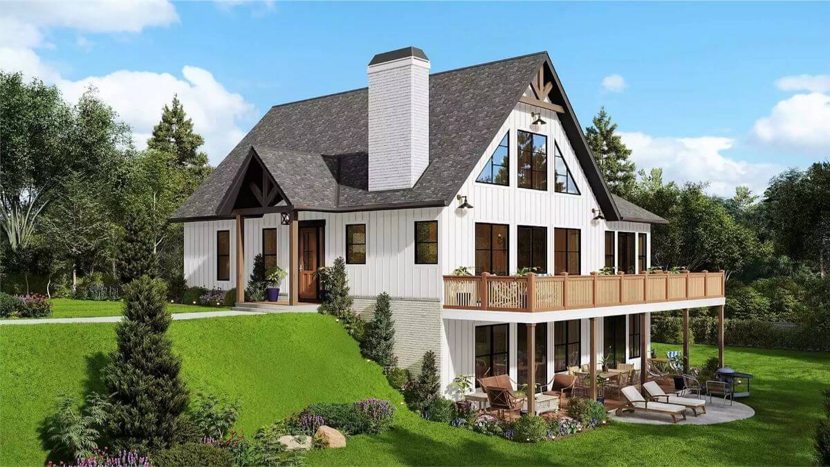 5-Bedroom Mapleview Lake House for a Sloped Lot with Wet Bar and Walkout Basement (Floor Plan)