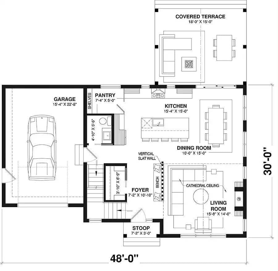 Explore the Flow from the Spacious Kitchen to the Covered Terrace
