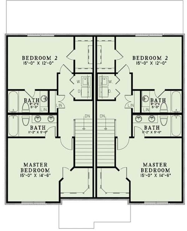 Check Out the Symmetrical Bedrooms on This Upper Floor