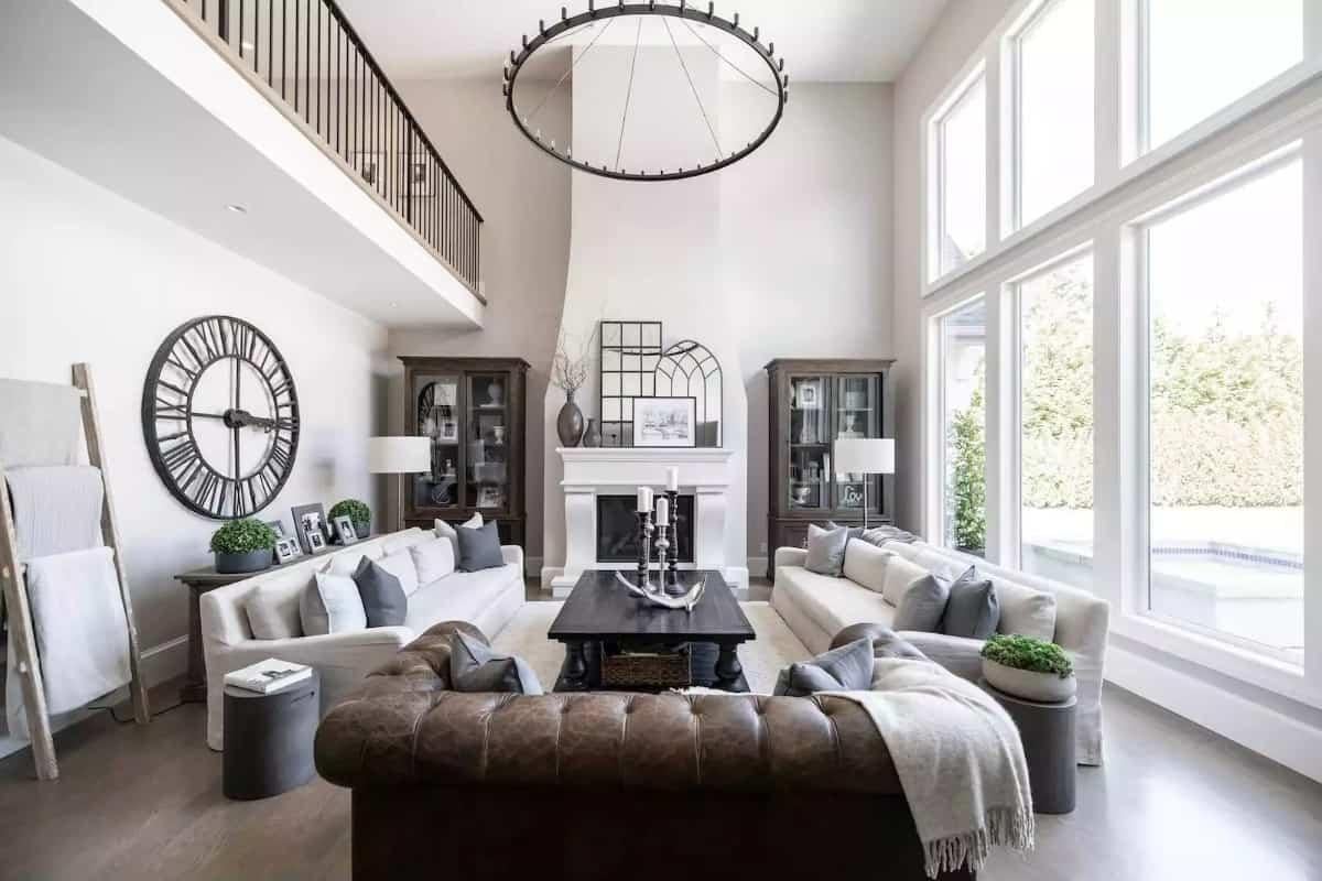 Wow, Look at the Oversized Clock in This Elegant Living Room