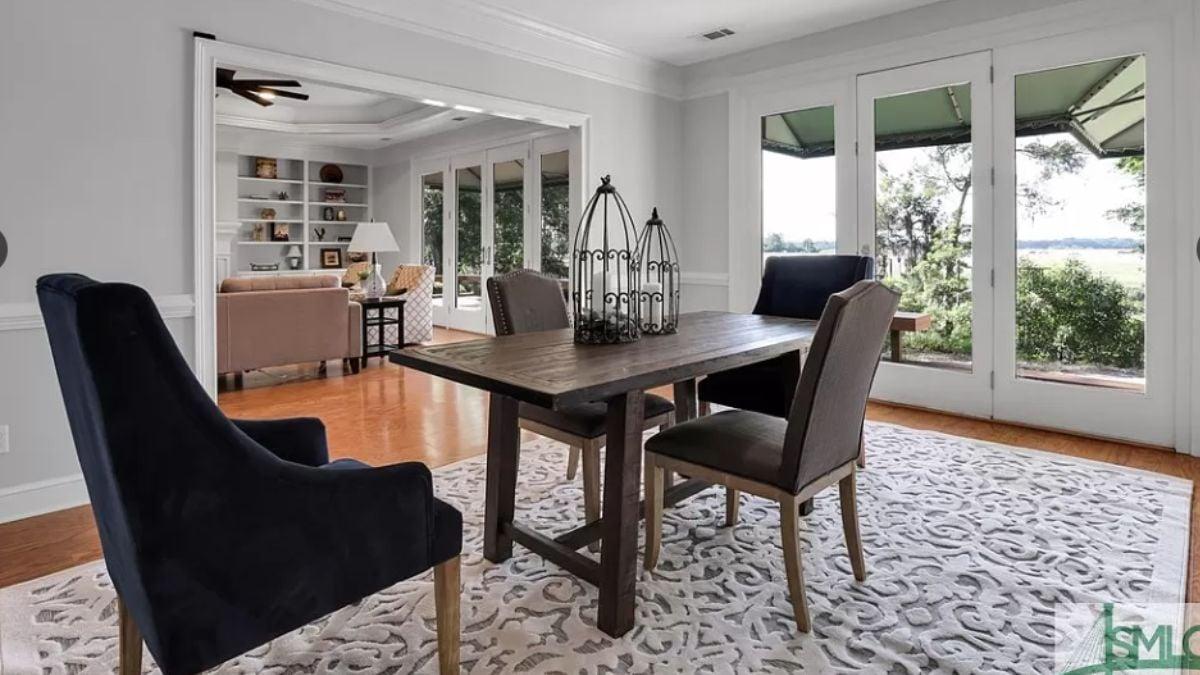 Elegant Dining Room Featuring Gorgeous French Doors