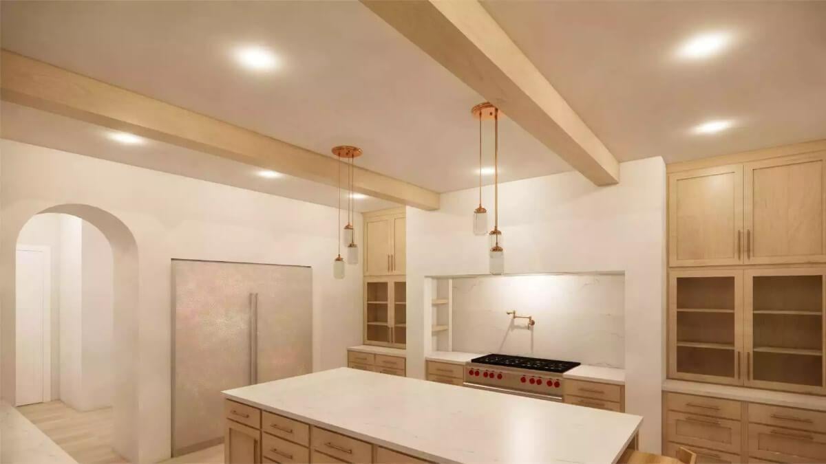 Explore the Stylish Pendant Lights and Sleek Cabinetry in This Modern Kitchen