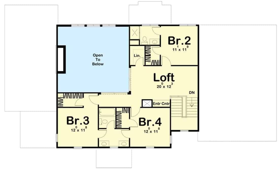 Explore the Versatile Loft Area in This Upper Floor Plan