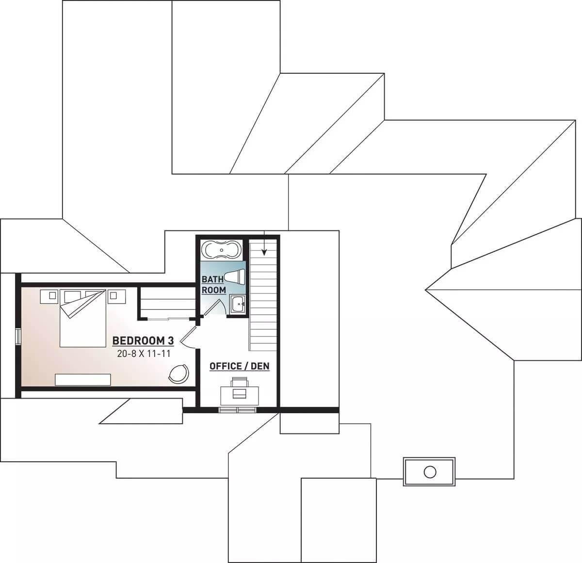 Upstairs Retreat Featuring a Private Office and En Suite Bath