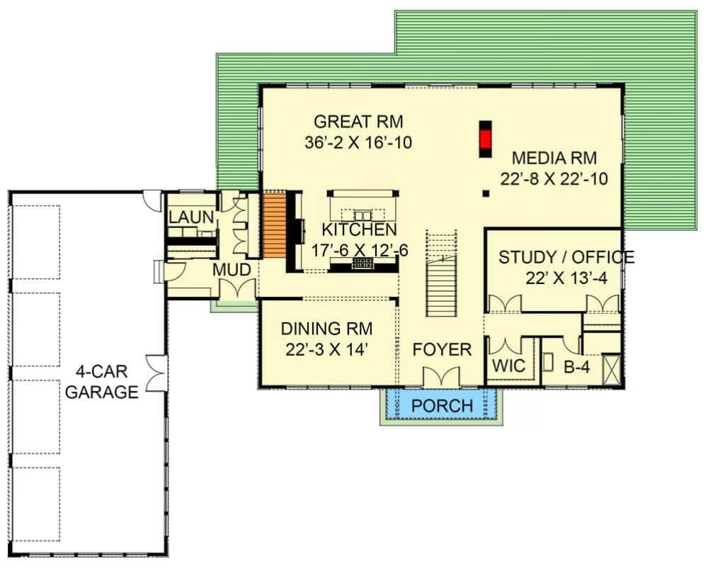 Explore the Efficient Layout of This Home with a 4-Car Garage