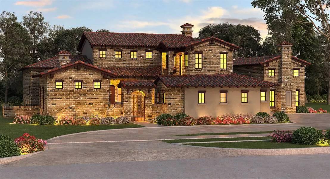 Rustic Elegance with Stone Facade and Charming Rooflines