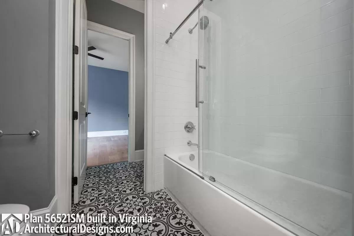 Eye-Catching Patterned Tile Makes This Bathroom Pop
