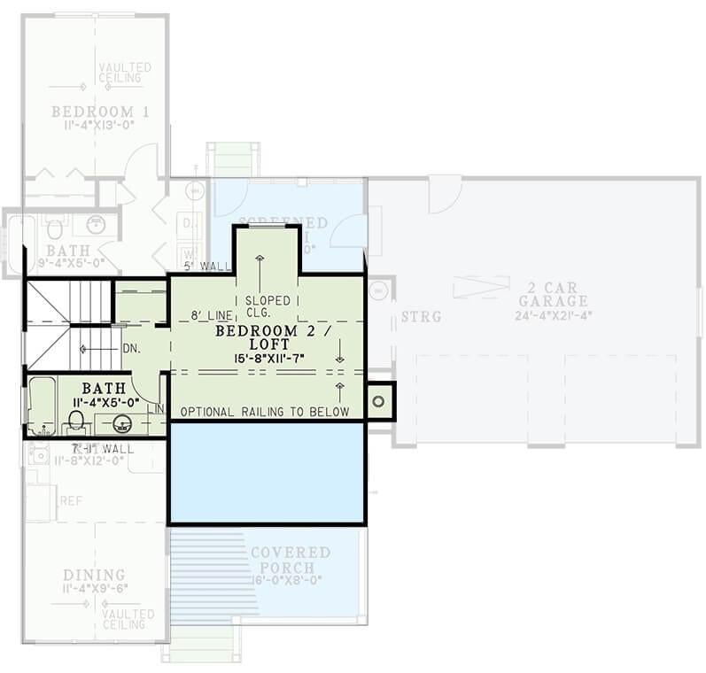 Craftsman Floor Plan Featuring a Loft Overlooking the Great Room