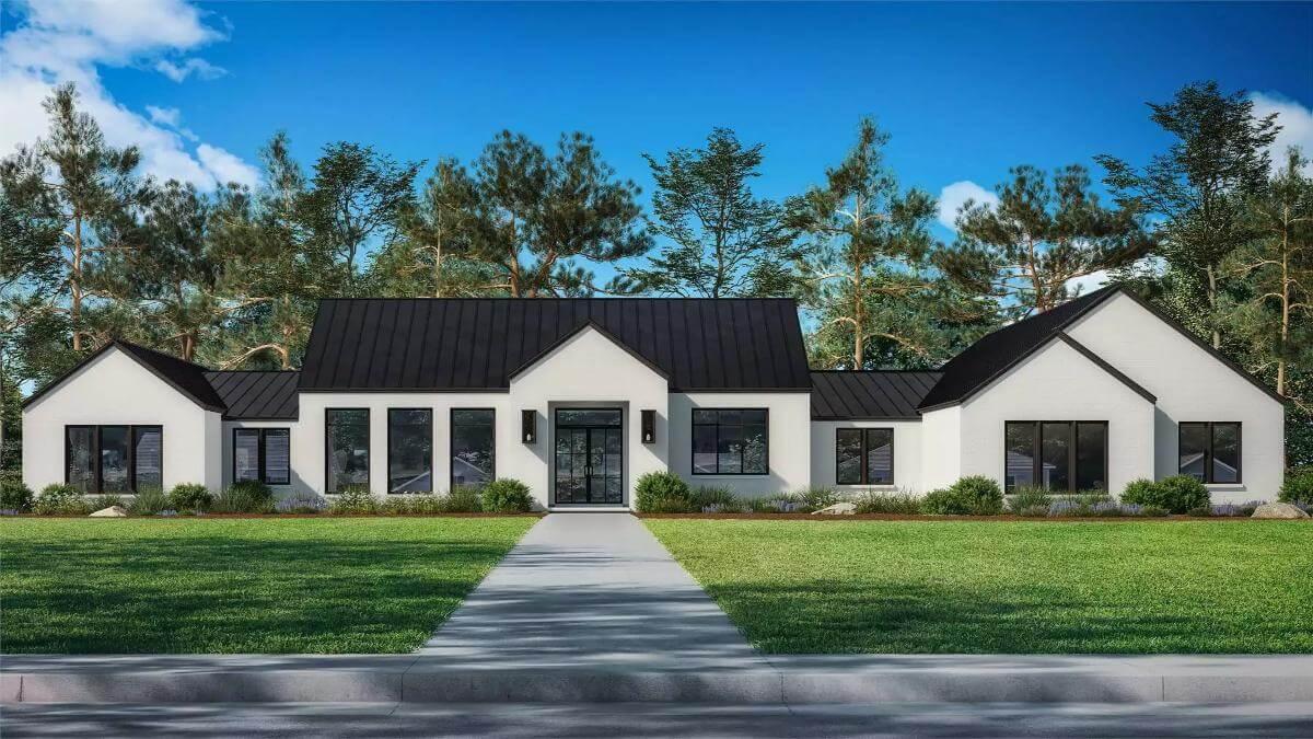 Sleek Modern Home with a Bold Black Roof