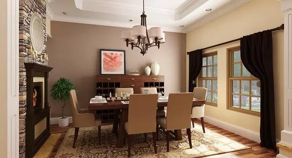 Check Out the Stone Fireplace in This Classic Dining Room