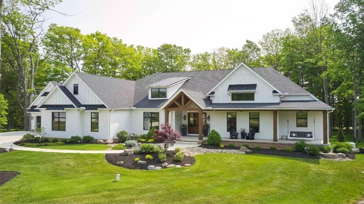 Check Out This Modern Farmhouse with Its Striking Gabled Rooflines