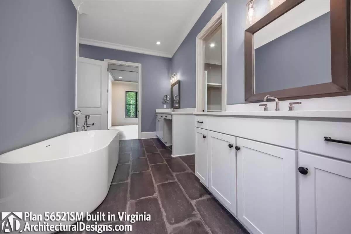 Freestanding Tub in a Spa-Like Bathroom with Slate Flooring