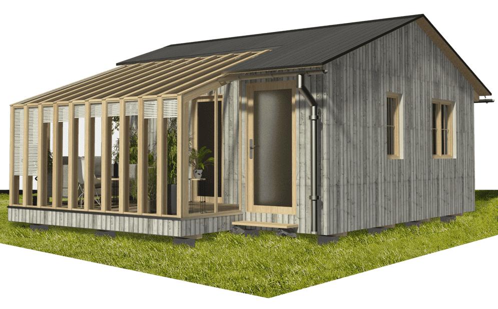 Compact Cabin with an Inviting Glass-Enclosed Porch