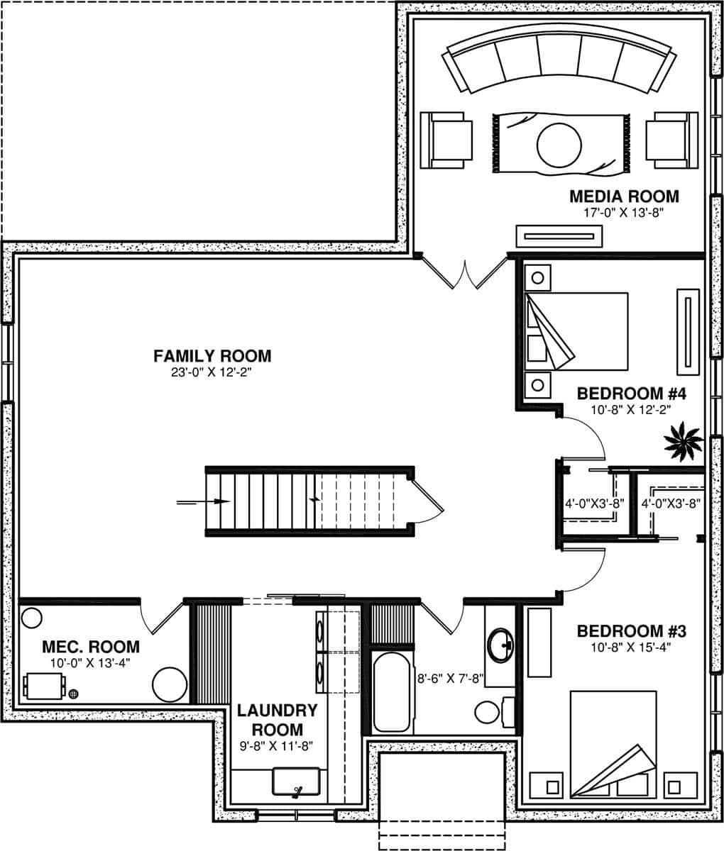Explore the Versatile Layout of This Lower Level with a Cozy Media Room