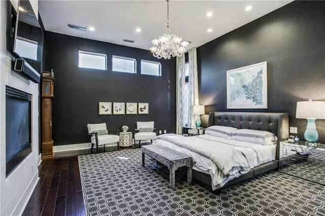 Modern Master Bedroom with Statement Lighting