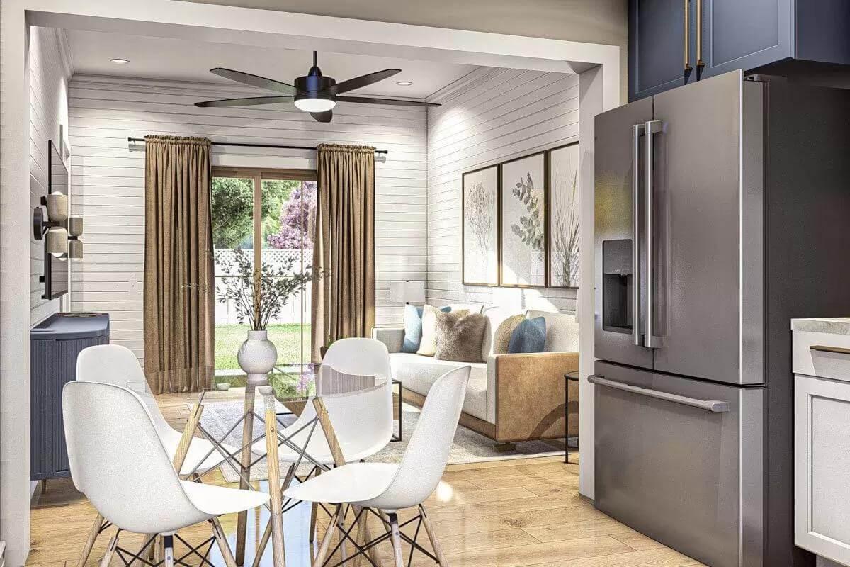 Check Out the Sleek Dining Area with Mid-Century Modern Chairs