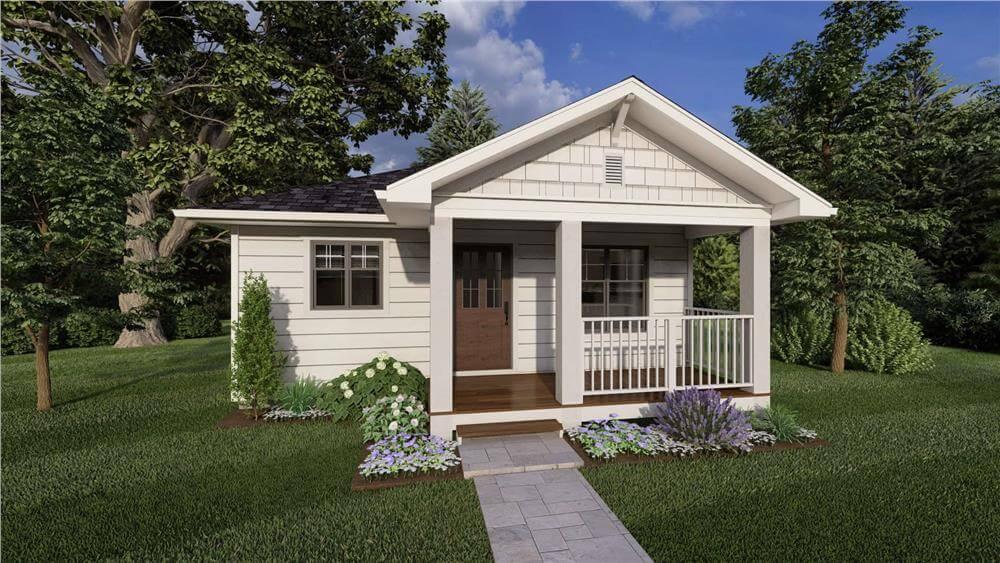 Charming Front Porch with White Railings and Natural Surroundings