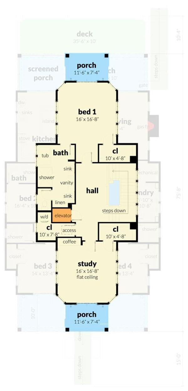 Wow, This Floor Plan Shows a Thoughtful Layout with a Central Hall and Elevator Access