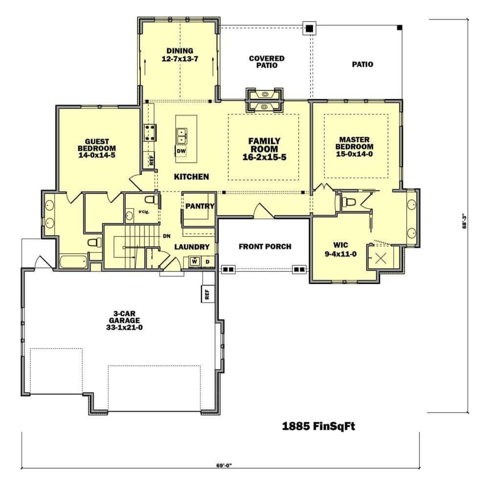 Explore This Spacious 1885 Sq Ft Floor Plan with a Cozy Family Room
