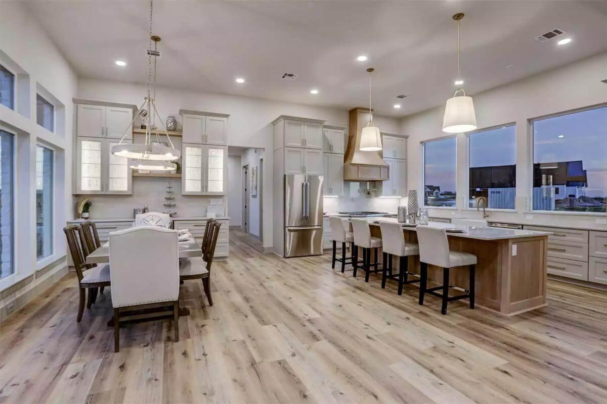 Island Seating Galore in This Modern Kitchen and Dining Combo