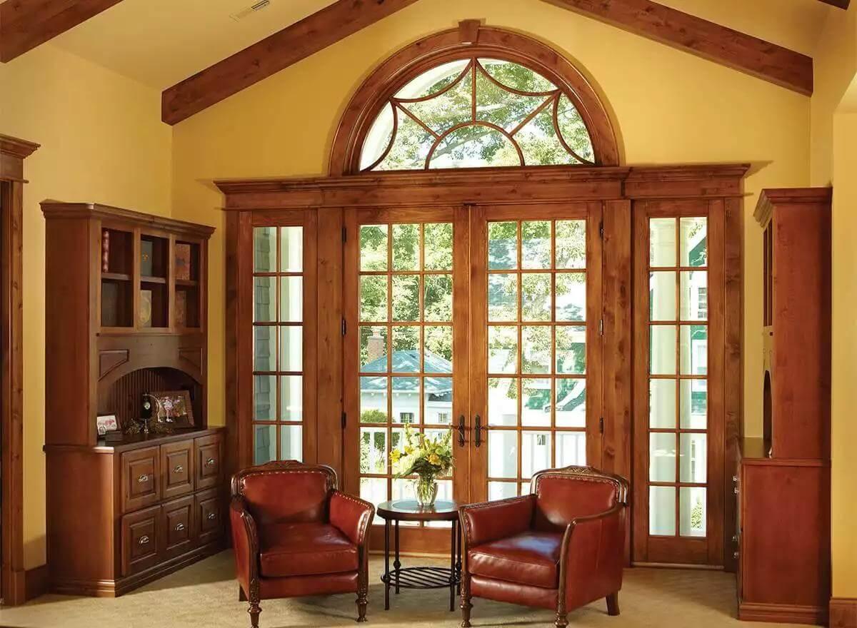 Admire the Stunning French Doors with Warm Woodwork