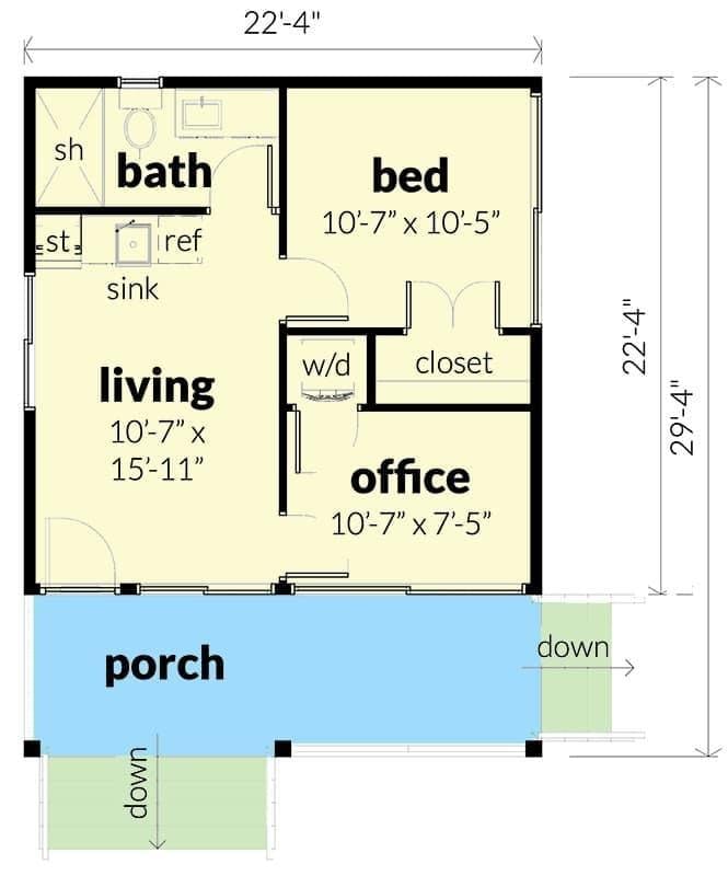 Compact Living with a Functional Porch Entryway