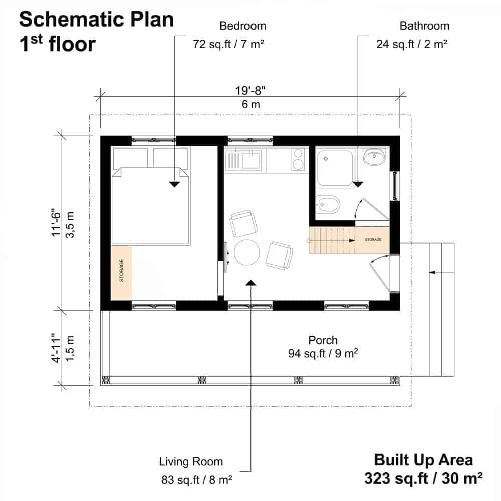 Compact Living with a Charming Porch in This 323 Sq. Ft. Home