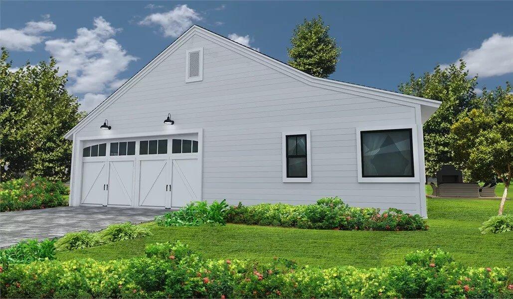 Modern Farmhouse Garage with Charming Barn-Style Doors