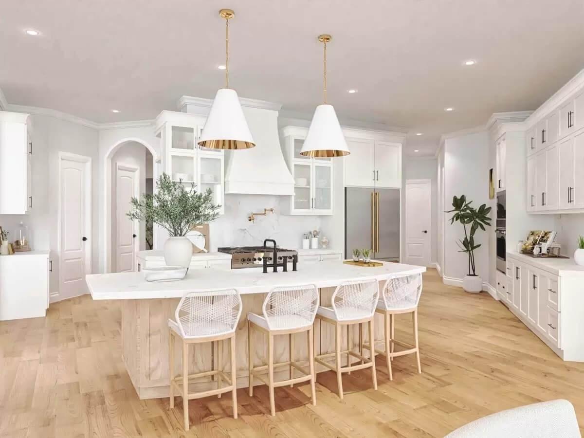 Wow, Take a Look at Those Elegant Pendant Lights Above the Island