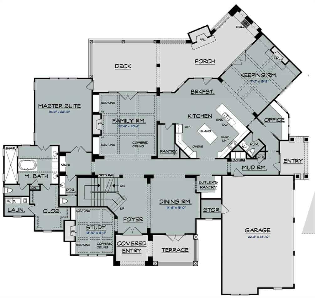 Expansive Floor Plan with a Highlighted Master Suite and Family Room